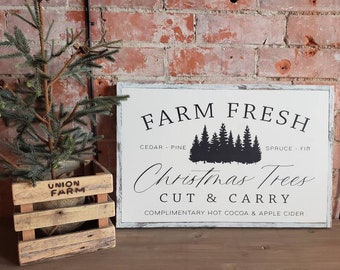 Fresh Cut Christmas Tree Sign, Fresh Cut Christmas Trees, Large Wall Art, Winter Decor, Christmas Sign, Merry Christmas Sign, Wall Art