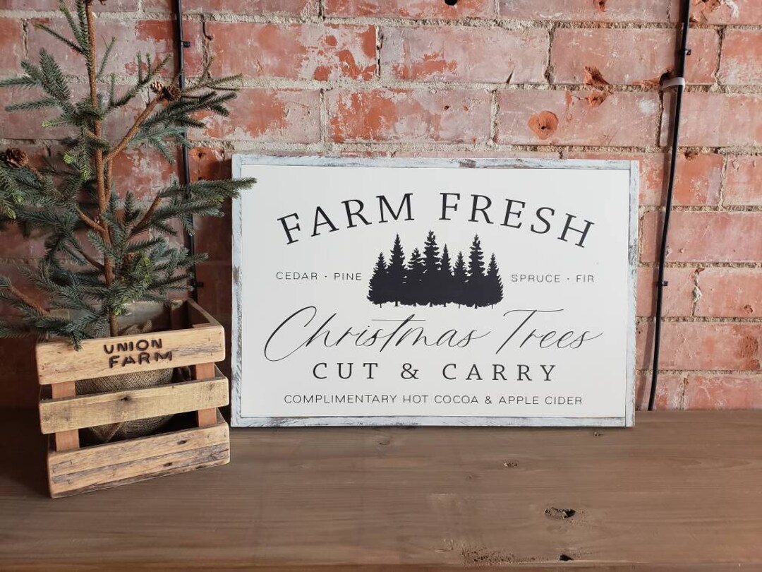 Fresh Cut Christmas Tree Sign, Fresh Cut Christmas Trees, Large Wall Art, Winter Decor