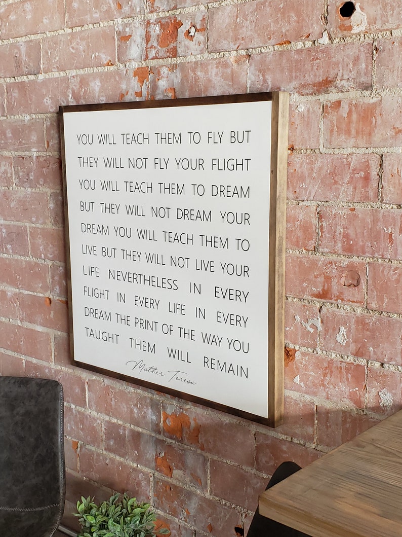 You Will Teach Them To Fly Quote Mother Teresa Wooden Sign You Will Teach Them To Fly Large | Etsy