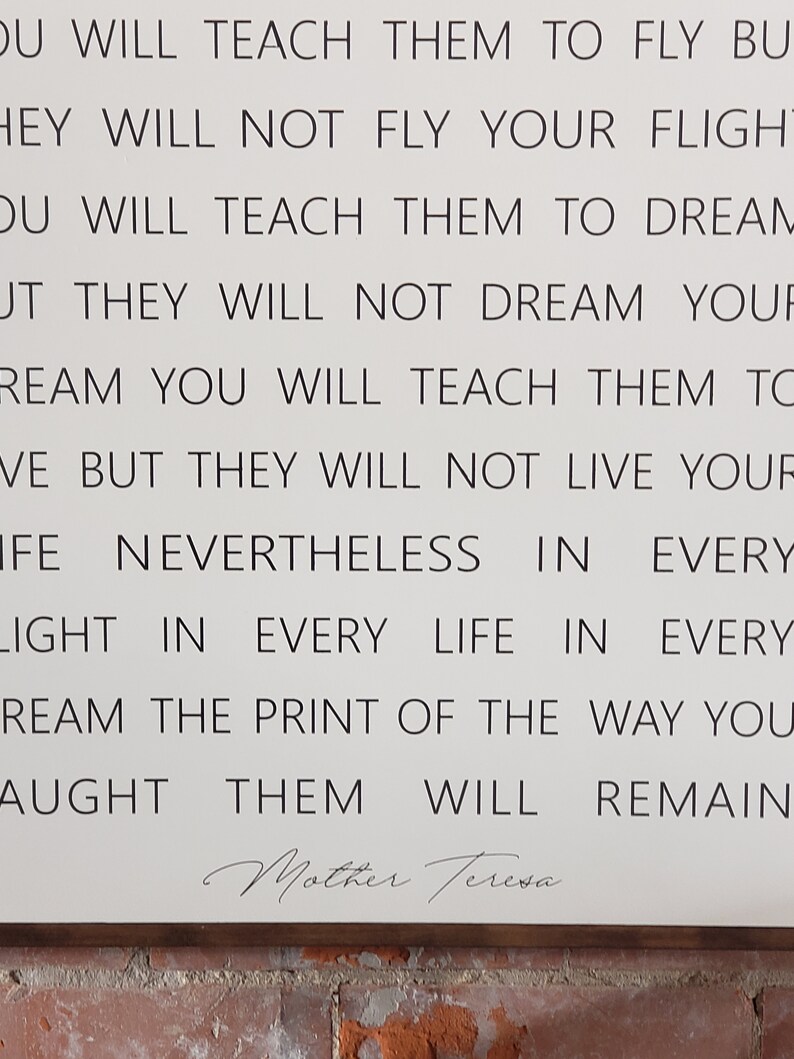 You Will Teach Them To Fly Quote Mother Teresa Wooden Sign You Will Teach Them To Fly Large | Etsy