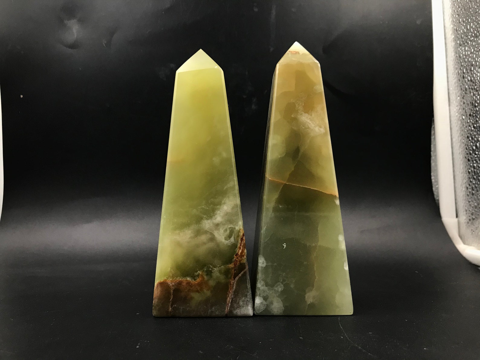 2 Green Onyx Towers 1418gr 16.3x5.5x5.2cm From Pakistan Etsy