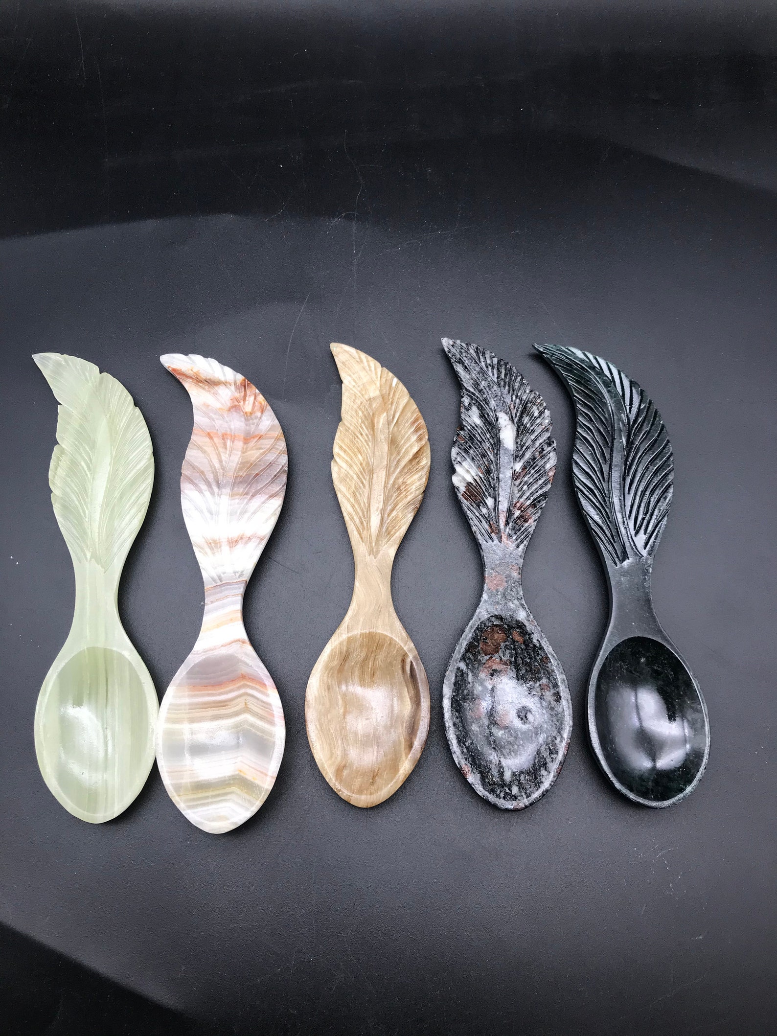 285gr 5 Stone Spoons 13.8x3.3x1.1cm From Pakistan Etsy