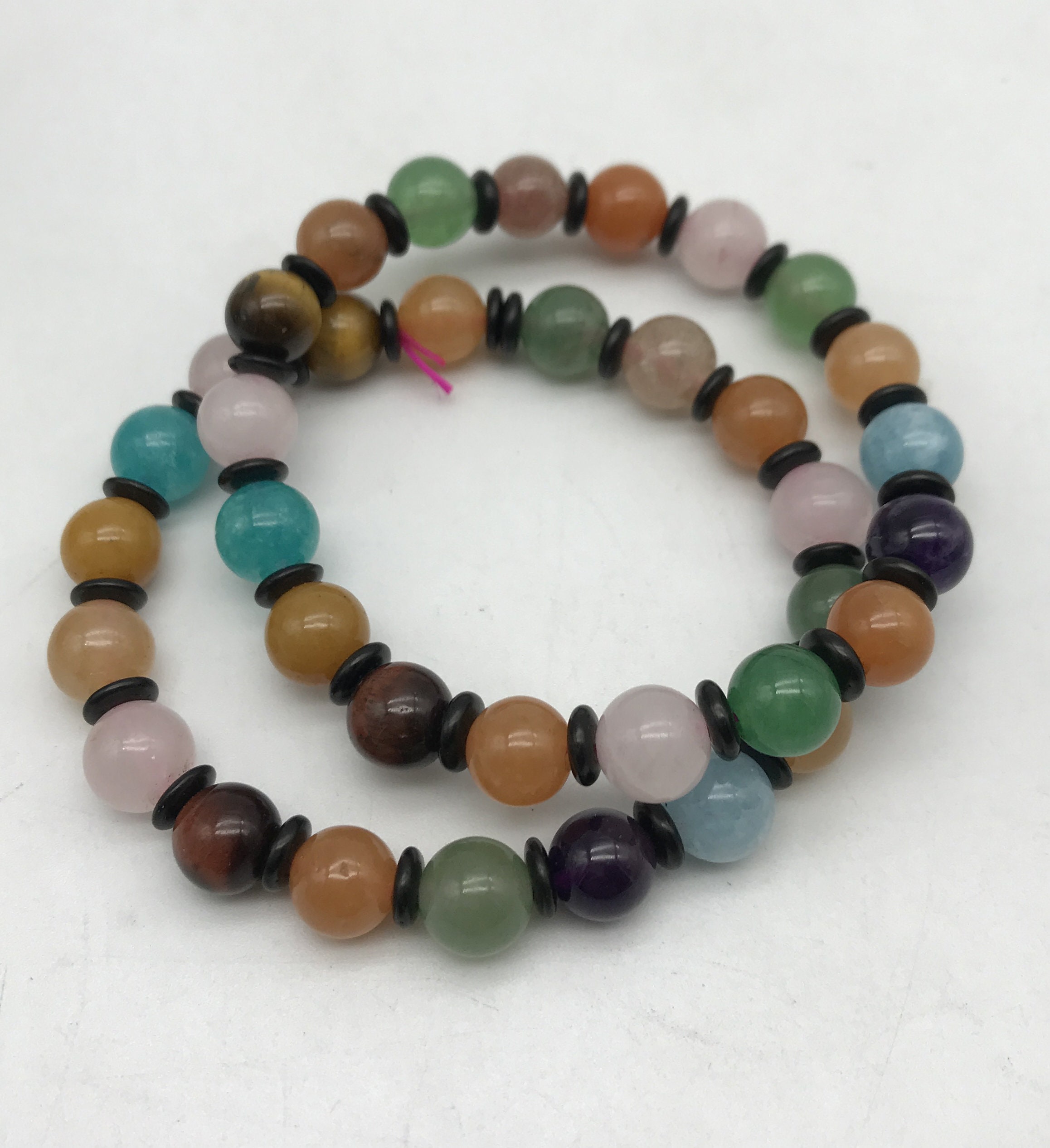 2 Natural Beaded Chakra Bracelets 30gr From Pakistan 0.8cm Etsy