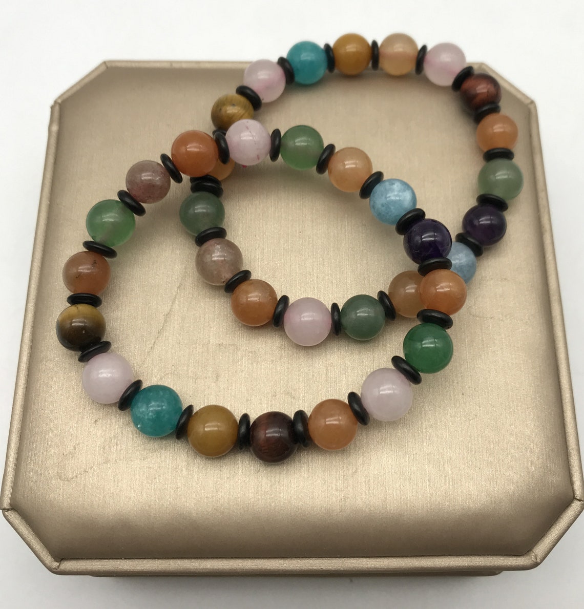 2 Natural Beaded Chakra Bracelets 30gr From Pakistan 0.8cm Etsy