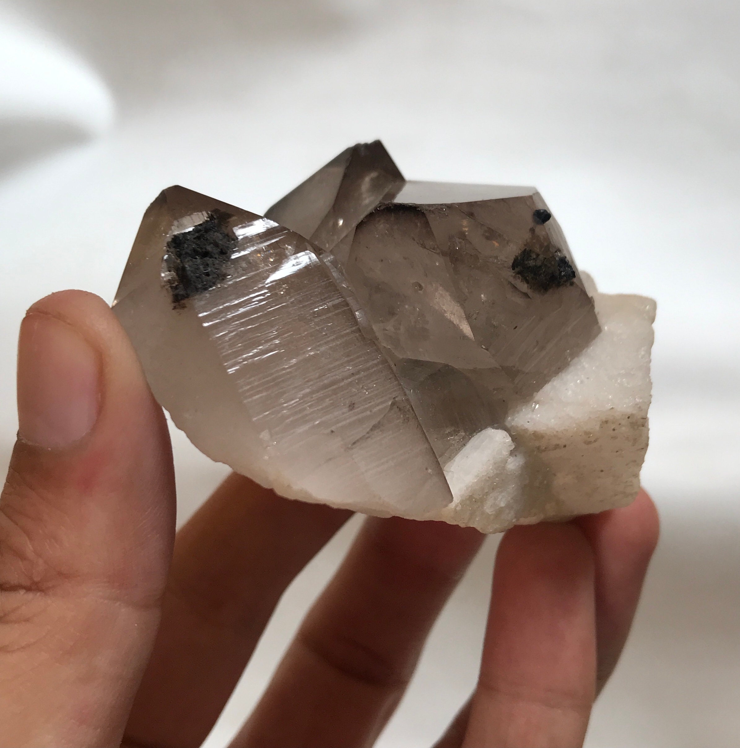 Natural Smoky Quartz With Black Tourmaline Crystal From Etsy