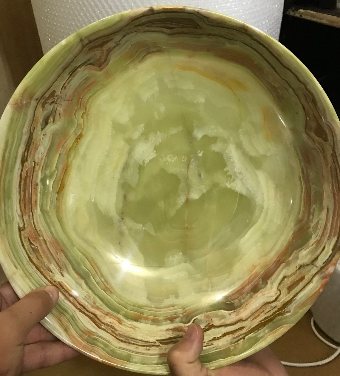 12 inches Large Light Green Onyx Bowl 32x32x8.5cm From Etsy