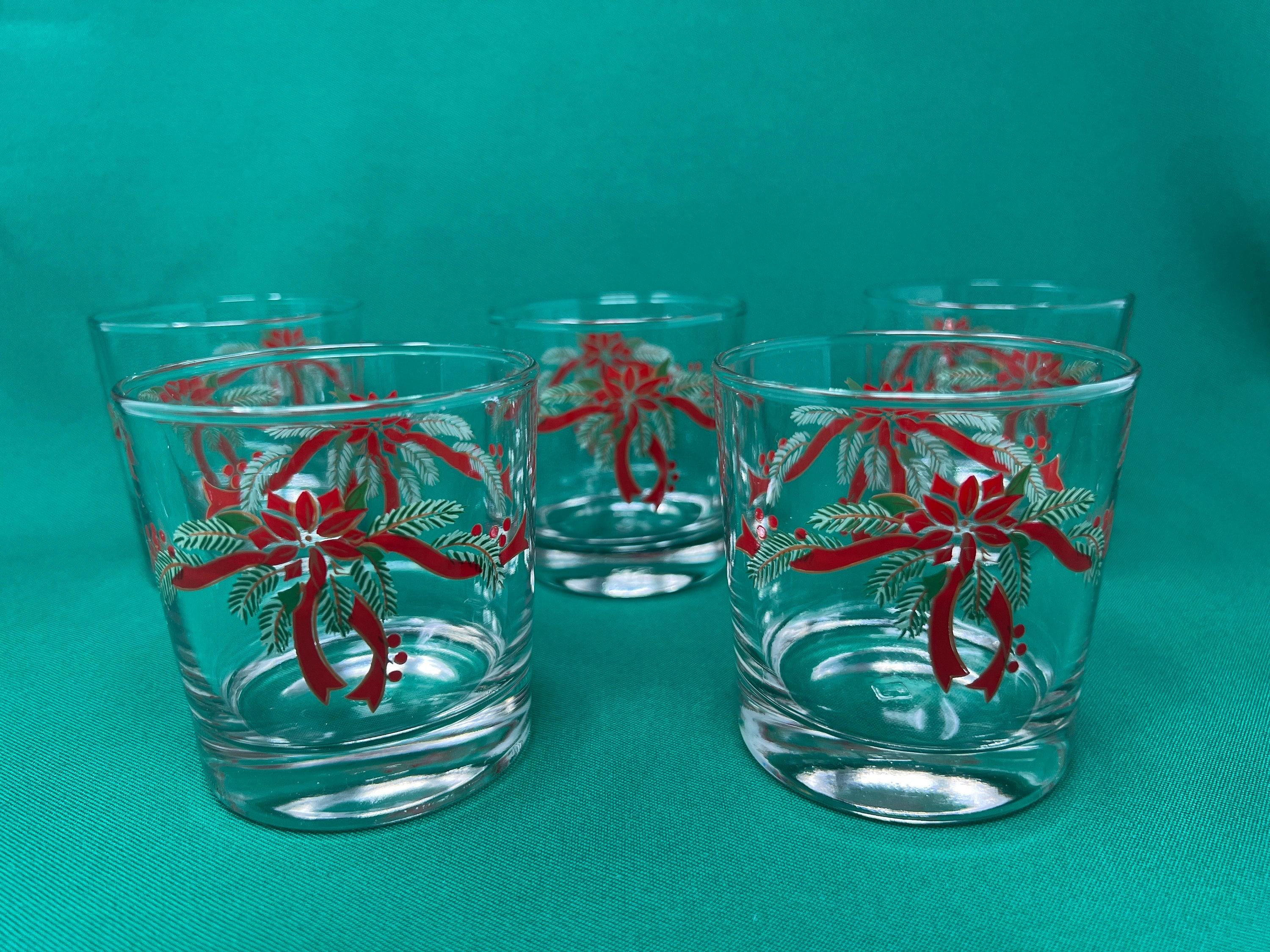 ヴィンテージ アンカーホッキング ポインセチア ホリデーグラス 5個