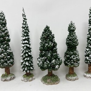 Dept 56 “Village Snowy Evergreens, Set of 5 Large, 52614