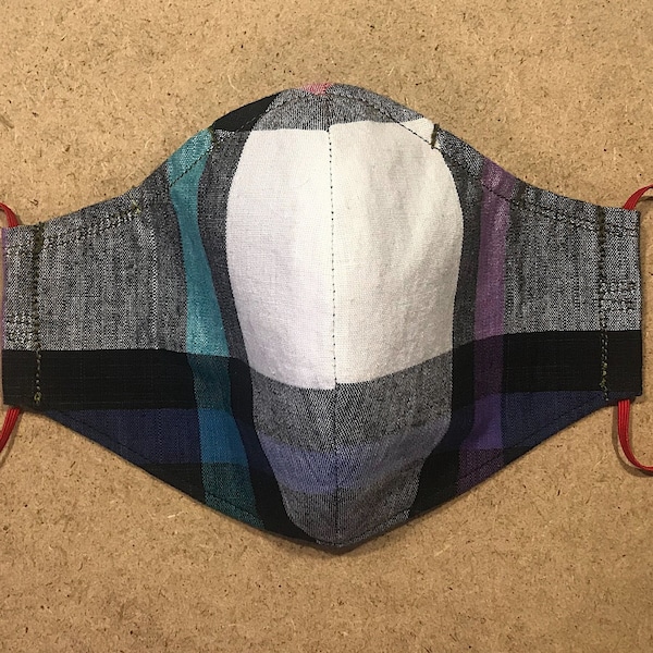 PLAID -- 2 Cotton Layer + 1 Nonwoven Layer Mask + Nosewire + Optional Filter Pocket; % of Proceeds go to Trans Justice Funding Project