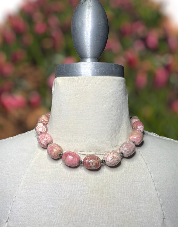 Vintage, Genuine Rhodochrosite Chunky Beads + Ster