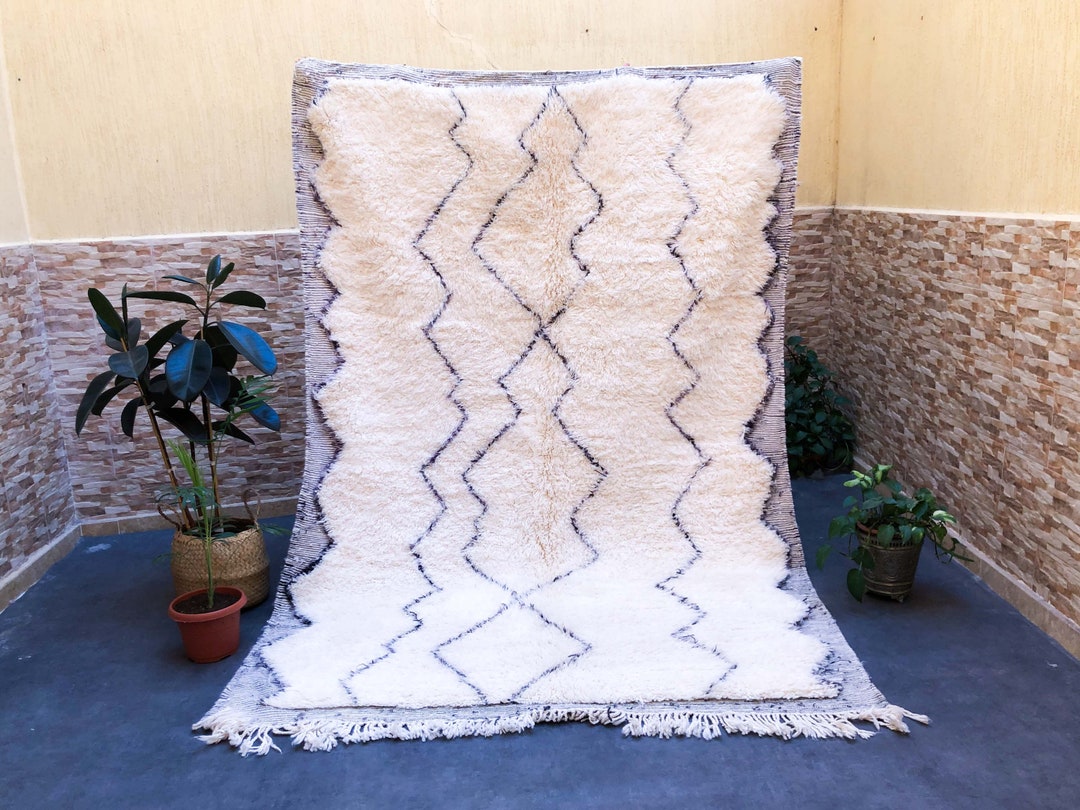 Fluffy Moroccan Rug 6x9 Beni Ourain Zigzag Rug White Berber Etsy