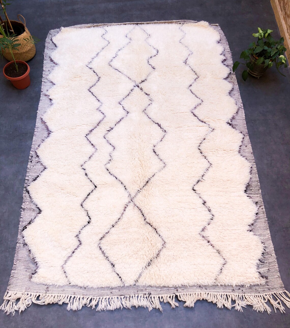Fluffy Moroccan Rug 6x9 Beni Ourain Zigzag Rug White Berber Etsy