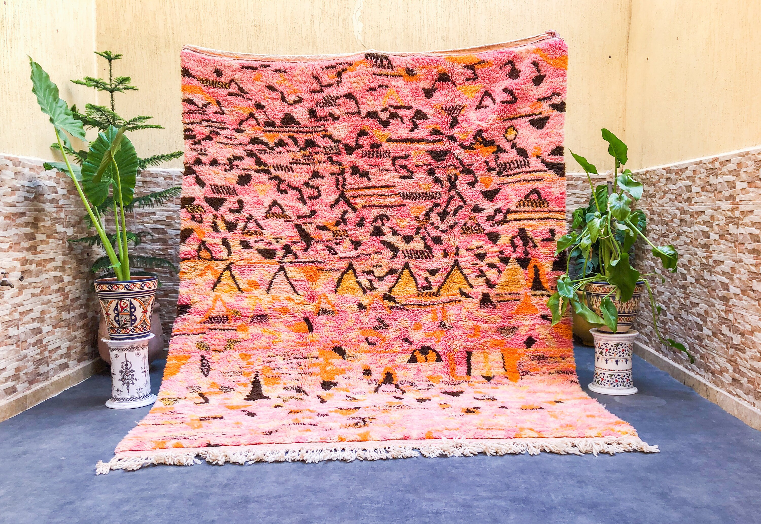 Pink Morrocan Rug 7x9 Moroccan Rug Handmade Wool Rug Pink Etsy