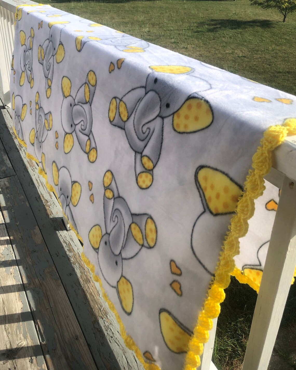 Yellow Gray Blanket Baby Fleece Blanket Toddler Fleece Etsy UK