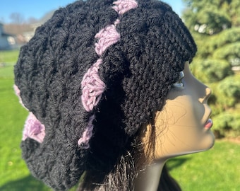 Multicolor Hat,  Hat/Women’s Slouchy Hat / hat, Crochet Slouchy Hat / Women's Hat / Women's Crochet Hat / Black Women Hat /Purple hat
