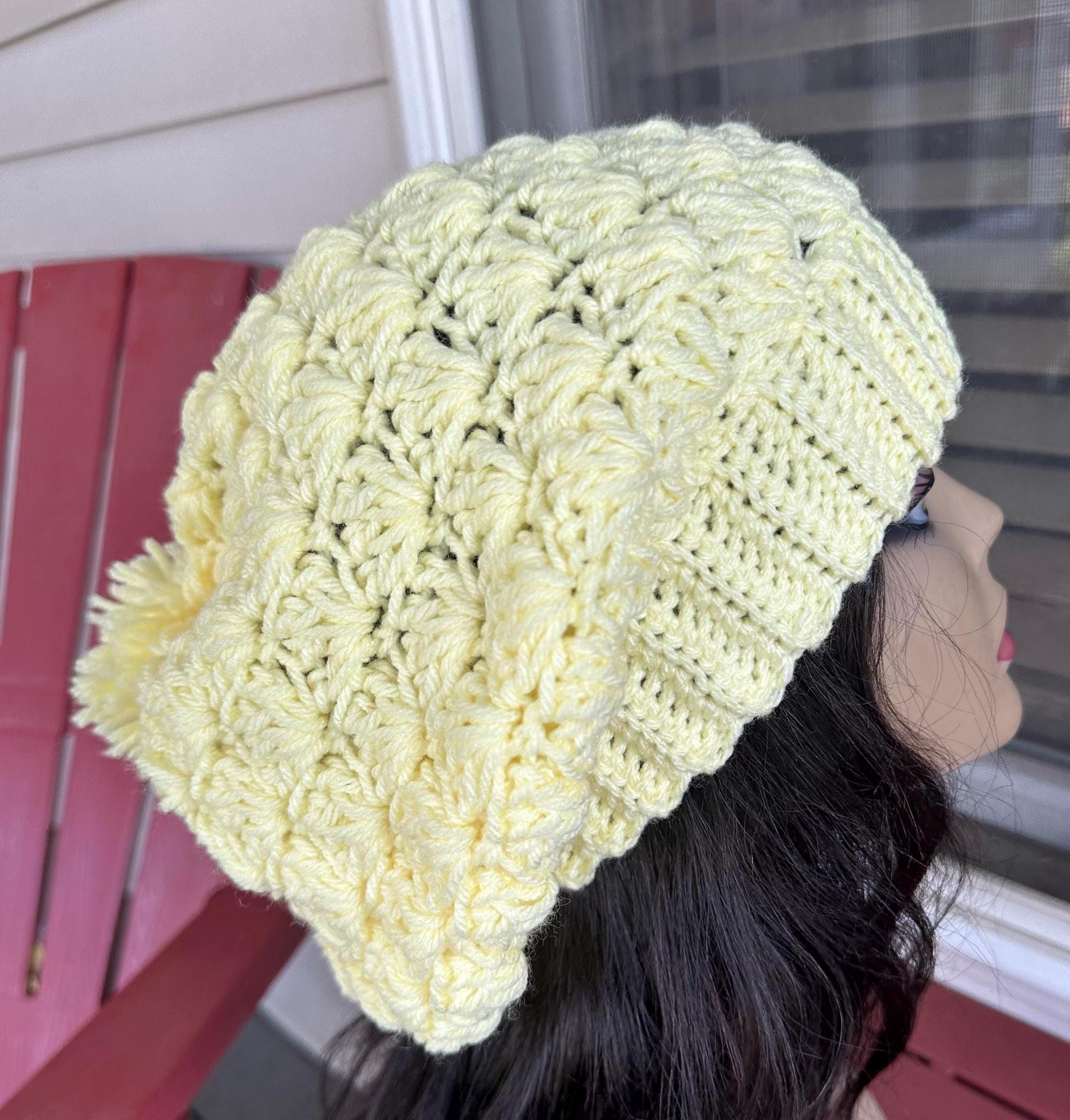 Yellow hat, Crochet Hat, BIG Hat, Slouchy hat, very big slouchy hat,Yellow Jaune hat