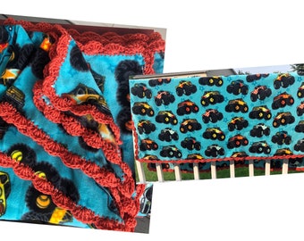 BIG Trucks Blanket, Baby  Blanket - Toddler Blanket , Trucks Blanket, Fleece Blanket Blue Blanket