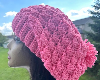 Pink Hat /Women’s Slouchy Hat Crochet Hat/ BIG Hat/BIG Crochet Hat