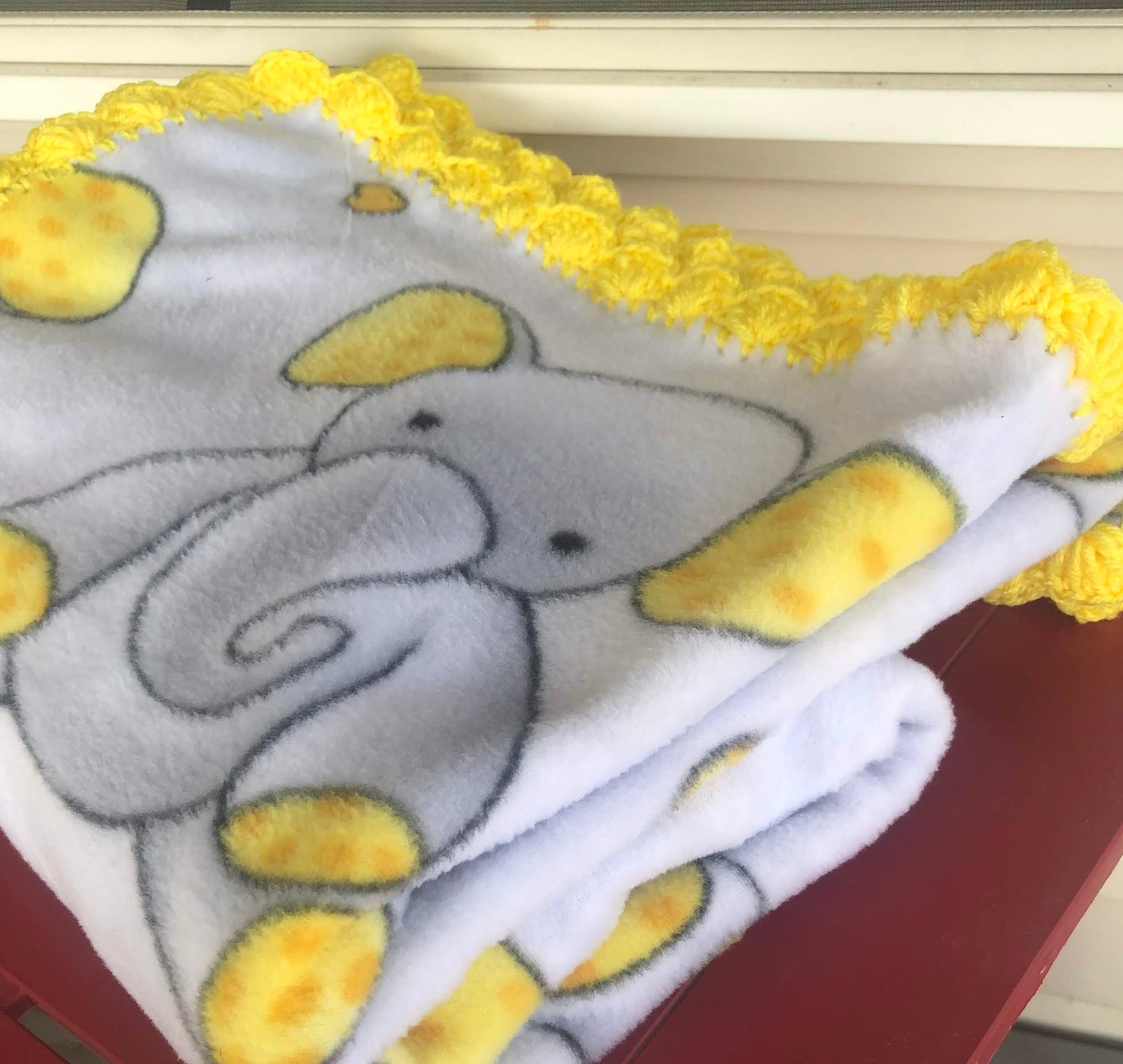 Yellow Gray Blanket Baby Fleece Blanket Toddler Fleece Etsy UK