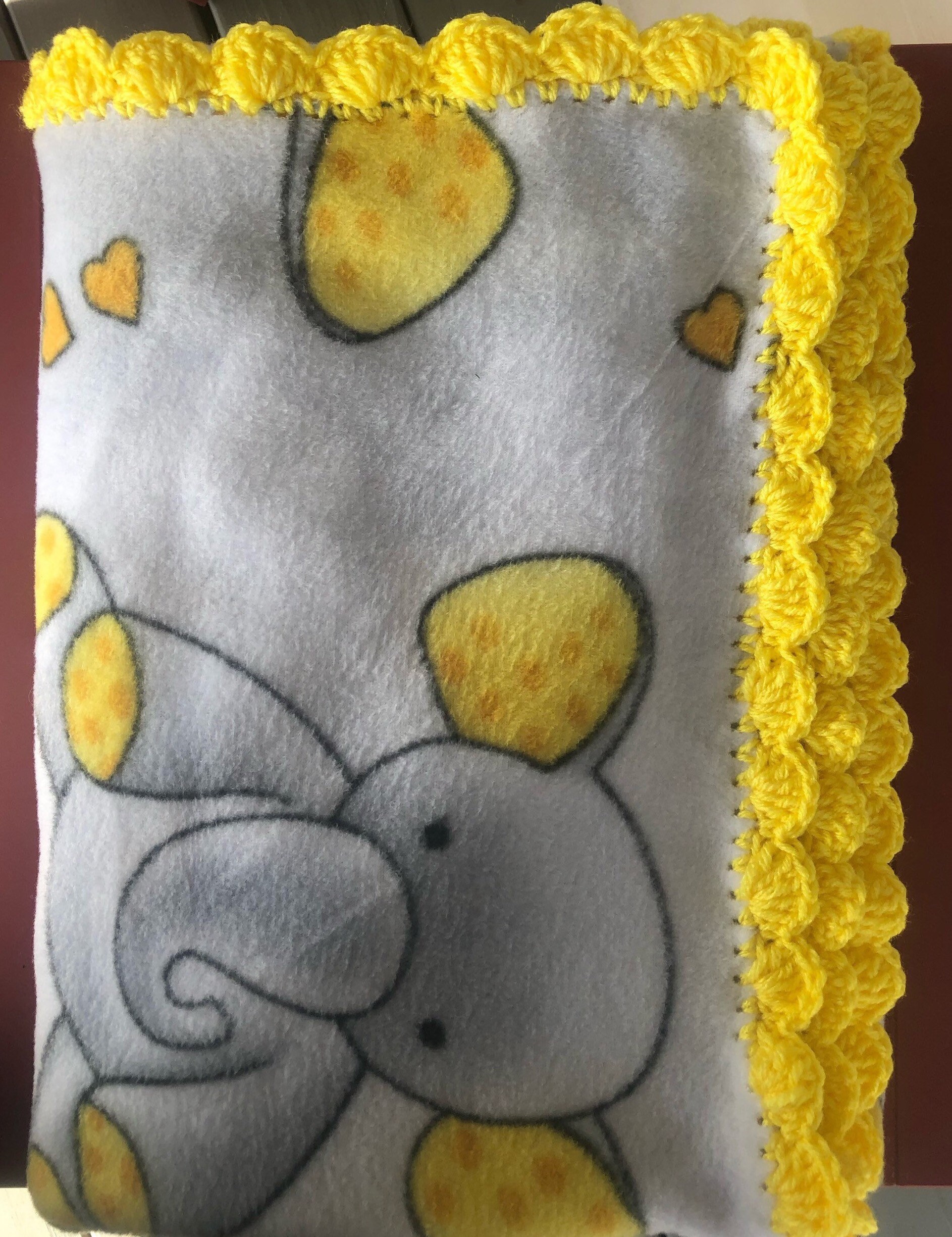 Yellow Gray Blanket Baby Fleece Blanket Toddler Fleece Etsy UK
