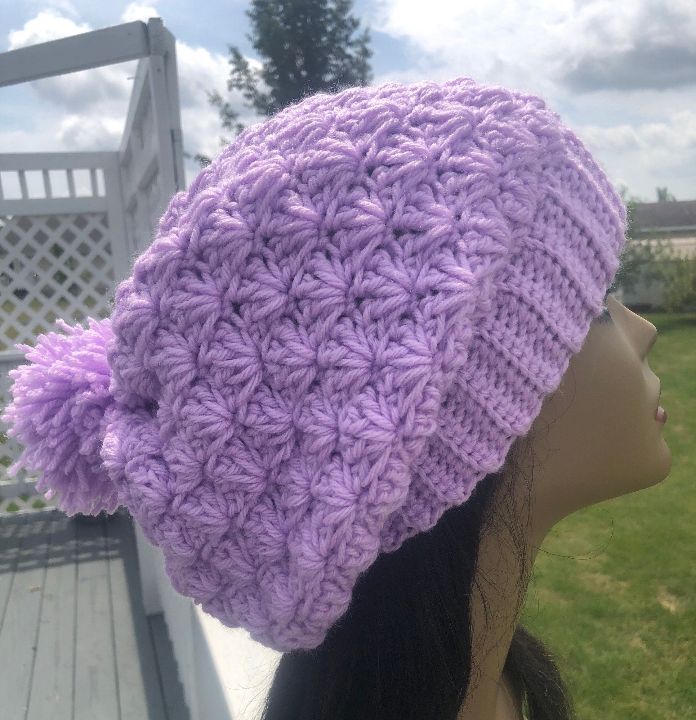 Women\'s Crochet Knitted Style Beanie Slouchy Hat Lavender Lavender Hat /women main image 3