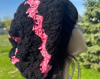 Multicolor Hat,  Pink Hat/Women’s Slouchy Hat / Black hat, Crochet Slouchy Hat / Women's Hat / Women's Crochet Hat / Women's Accessories
