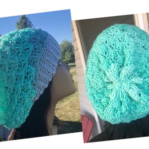 Green hat, Crochet Hat , Slouchy hat,  big slouchy hat Lightweight hat