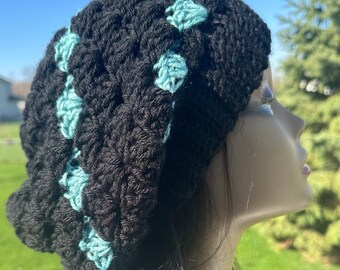 Blue slouchy Beanie ,blue/ crochet hat/Slouchy Hats,Winter Accessories