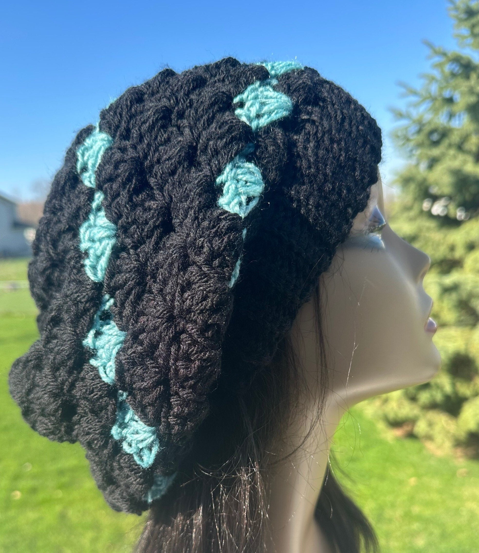 Blue Slouchy Beanie ,blue/ Crochet Hat/slouchy Hats,winter  display picture 2