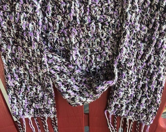 Handmade Crochet Scarf, Purple  Scarf,