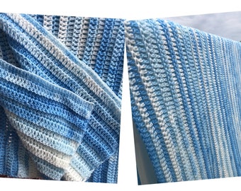 Crochet Baby Blanket -Baby Blanket -Blanket -100% Handmade -Baby Shower Gift Set-Travel-Stroller-Car Seat-Crib -Blue- Nursery