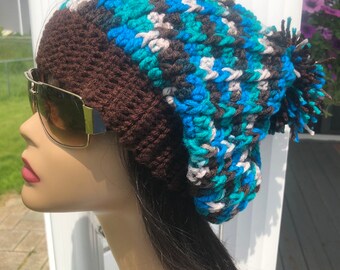 Brown hat/ Blue hat/Slouchy Hat / Crochet Slouchy Hat / Women's Hat / Green Hat Crochet Hat / Women's Accessories / Fall Fashion