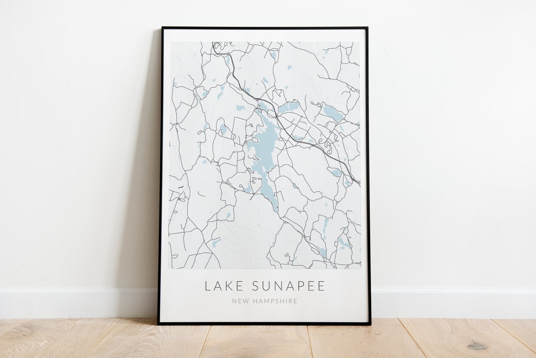 Lake Sunapee Map Poster 18x24 Etsy