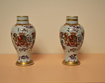 Pair of Antique French Samson Porcelain Armorial Vases  Edmé Samson et Cie, Paris