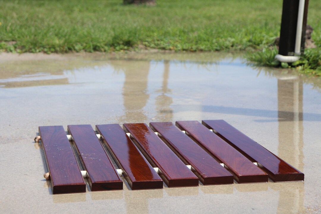 Outdoor Shower Mat L Ipe Wood L Non Slip L Sand and Dirt Etsy