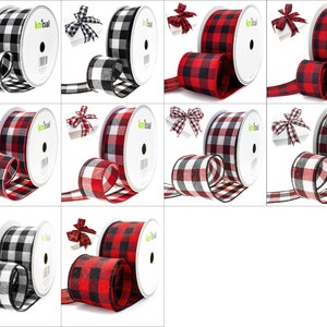 Buffalo Plaid Ribbon Full Rolls 1-1/2" Wide and 2-1/2" Wide x 25 Yards