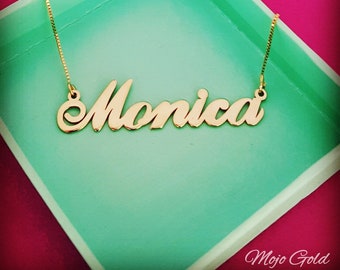 Gold Plated Chain With Name My Name Chain Any Name Necklace Gold Plated Name Chain Necklace With Name Custom Name Necklace Monica Necklace