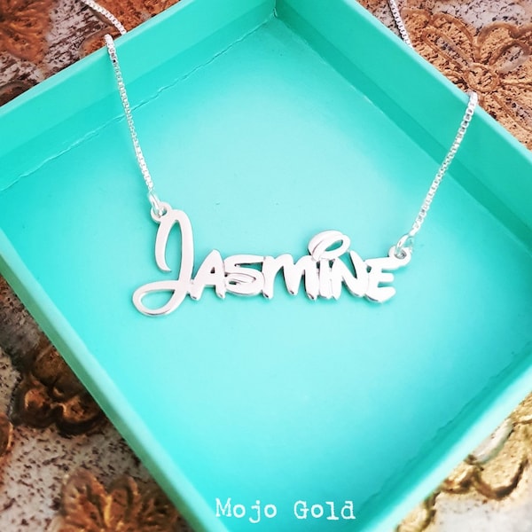 Gold Disney Necklace Gold Name Necklace Disney Font Necklace Disney Name Chain 14K Gold Necklace Jasmine Necklace Personalized Jewelry