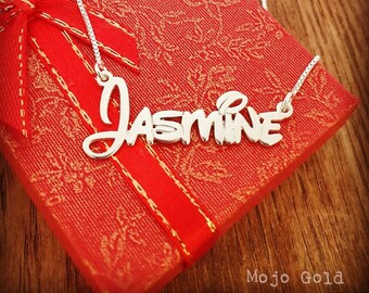 Gold Holiday Gift Custom Name Necklace Pure Gold Necklace Any Name Necklace Disney Script Necklace Gold Name Necklace Disney Font Necklace