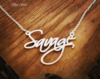 Necklace with Name Cursive Name Necklace Script Necklace Silver Name Necklace Signature Necklace Any Name Necklace Savage Necklace
