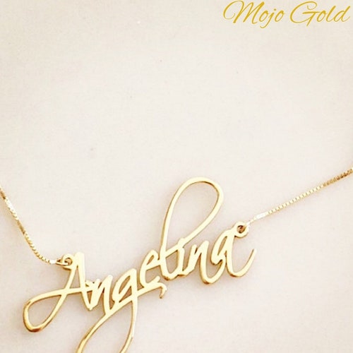 Script Style Gold Necklace Gold Chain 