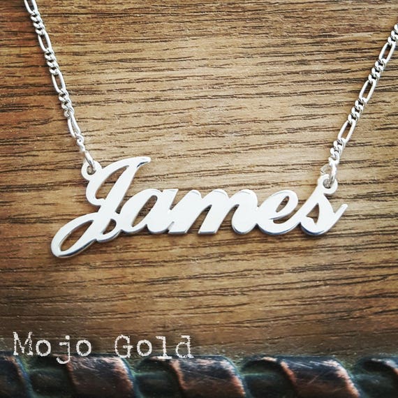 Mens Large Silver Name Necklace Order Any Name Etsy