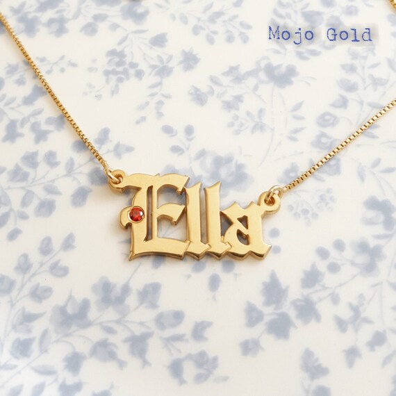Ruby Necklace Gold Old English 