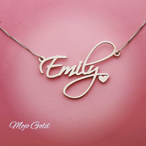 Chain Silver Heart Name Necklace - Etsy 