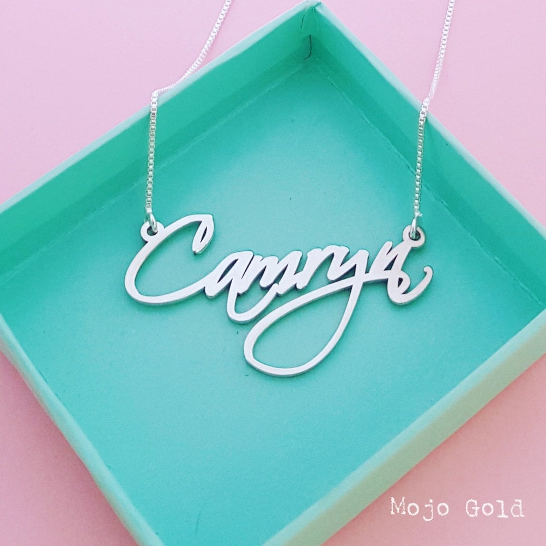 Script Necklace Silver Name Necklace Signature Necklace Any Name Necklace My Name Necklace