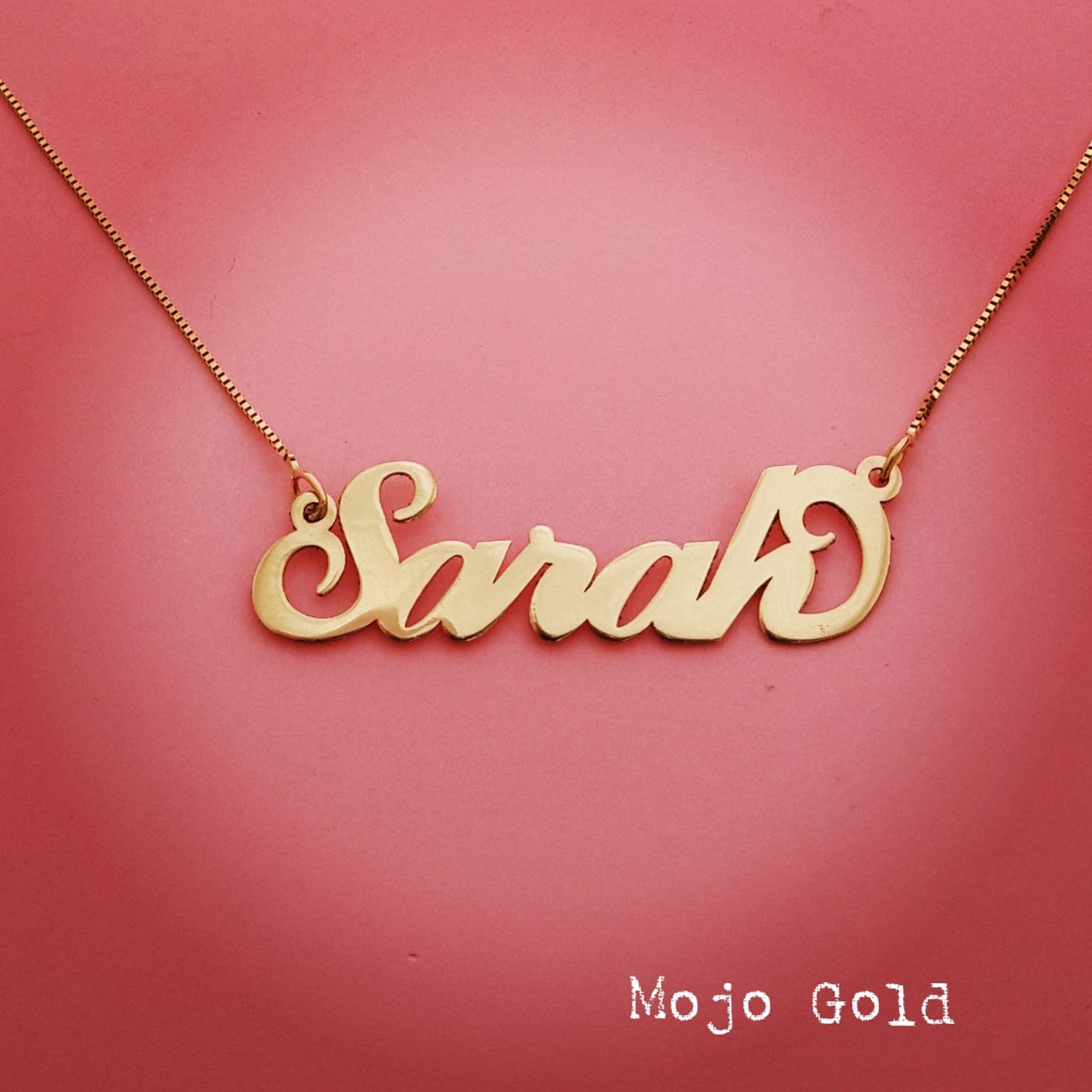 Large Name Necklace Gold Name Necklace Sarah Necklace Custom Etsy