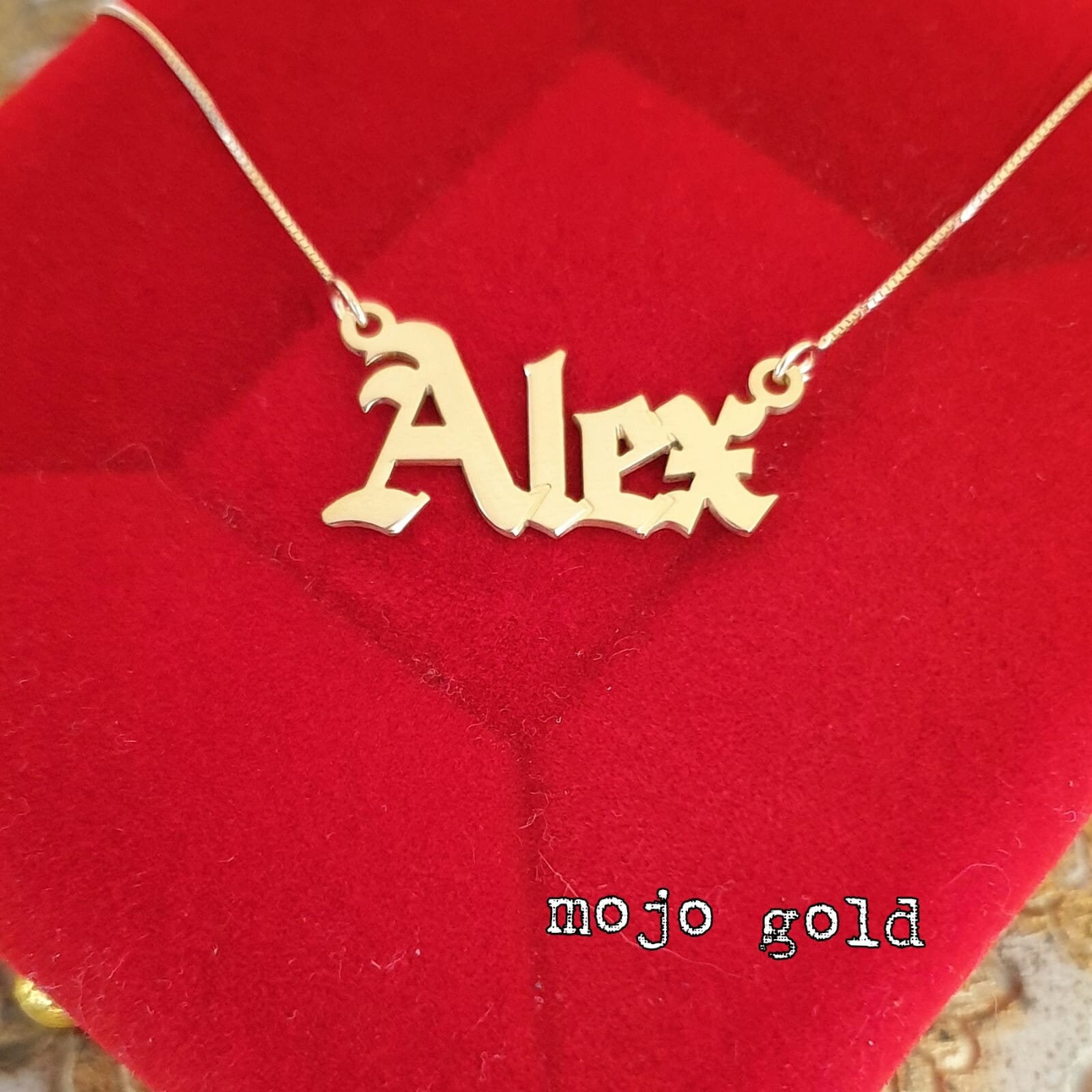 Necklace that says clearance alex