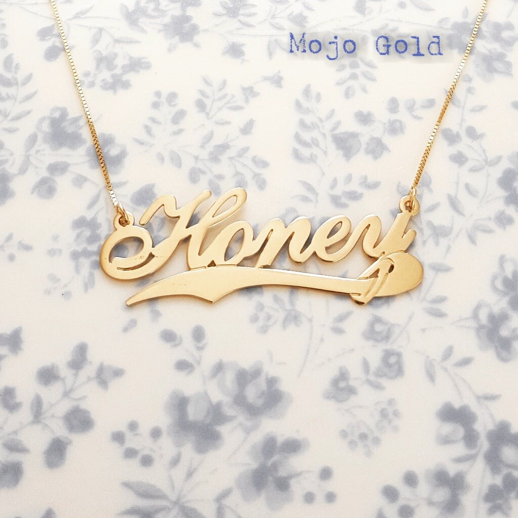 10K Gold Necklace Name Necklace Solid 