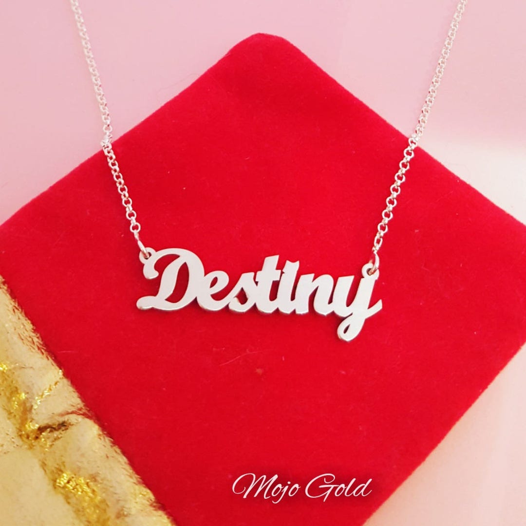 Silver Name Necklace Sterling Silver Necklace Any Name Etsy