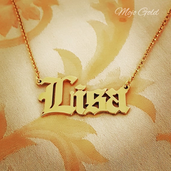 Gold pendant with name in best sale english
